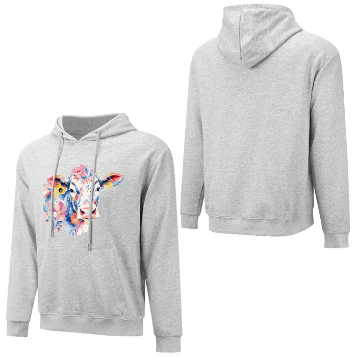 ETC Grey Floral Cow Cotton Hoodie