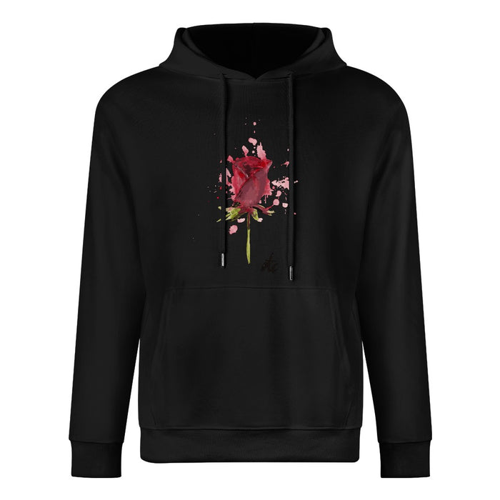 ETC Hand painted Rose by Lesh Cotton Hoodie Black