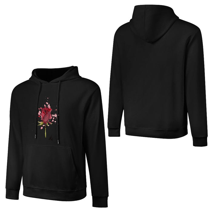 ETC Hand painted Rose by Lesh Cotton Hoodie Black