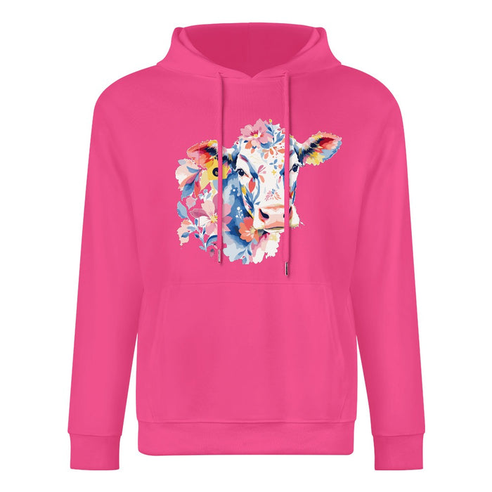 ETC Hot Pink Floral Cow Cotton Hoodie