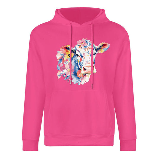 ETC Hot Pink Floral Cow Cotton Hoodie