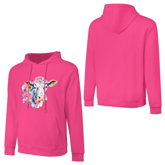 ETC Hot Pink Floral Cow Cotton Hoodie