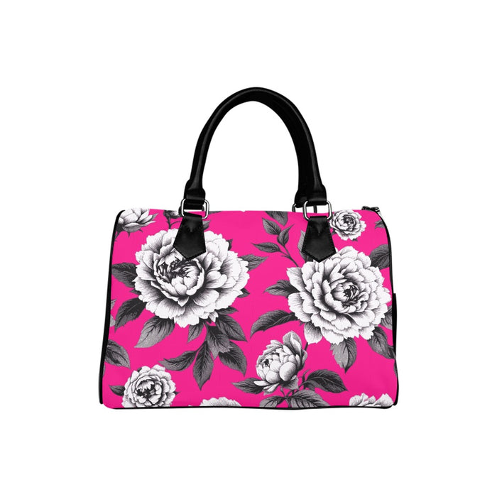 ETC Hot Pink Floral monochrome Barrel Handbag