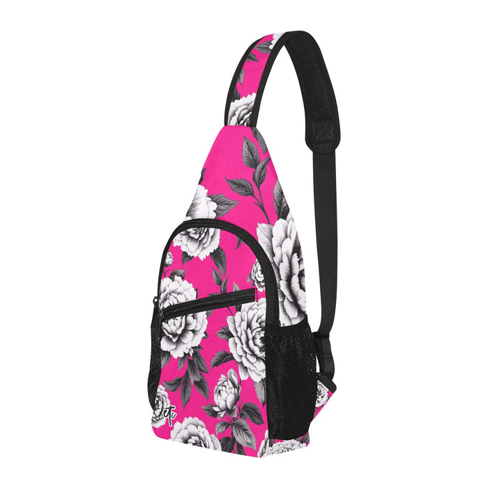 ETC Hot Pink Floral Monochrome Cross Body Bag