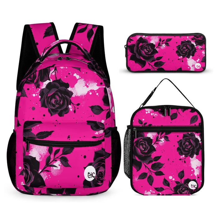ETC Hot Pink Floral Noir Back Pack Set