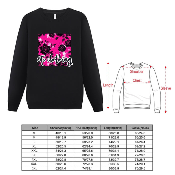 ETC Hot Pink Floral Noir Cotton Fleece Crew