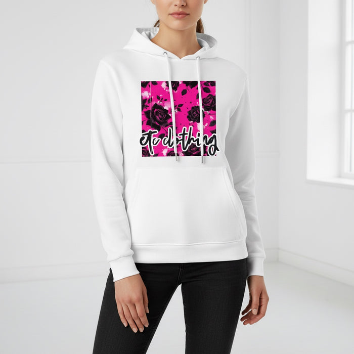 ETC Hot Pink Floral Noir Cotton Hoodie
