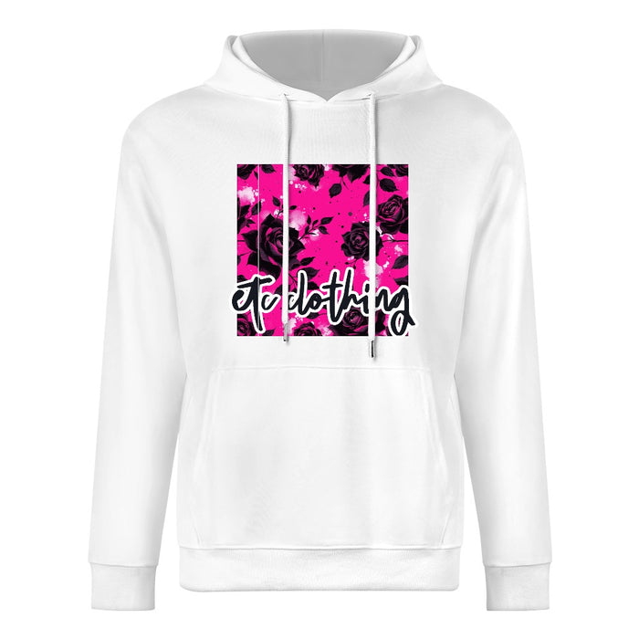 ETC Hot Pink Floral Noir Cotton Hoodie