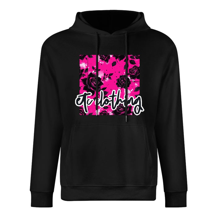 ETC Hot Pink Floral Noir Cotton Hoodie