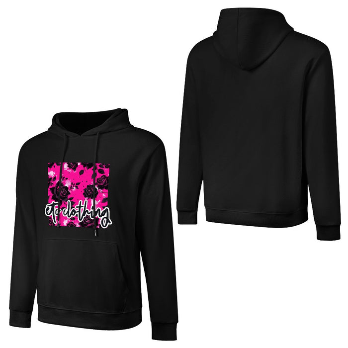 ETC Hot Pink Floral Noir Cotton Hoodie