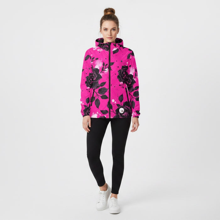 ETC Hot Pink Floral Noir Quilted Windbreaker