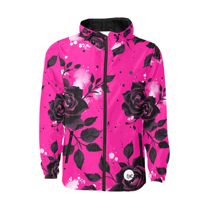 ETC Hot Pink Floral Noir Quilted Windbreaker