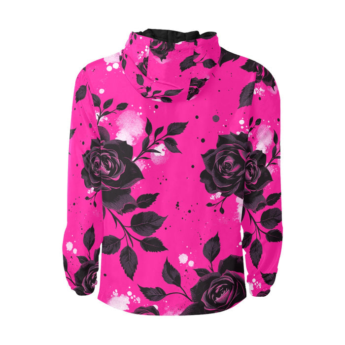 ETC Hot Pink Floral Noir Quilted Windbreaker