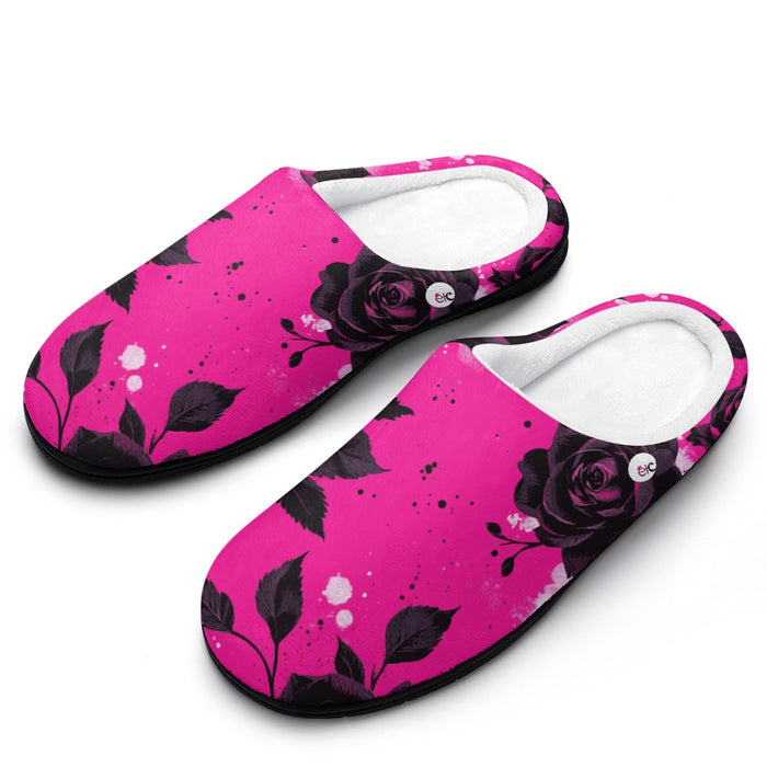ETC Hot Pink Floral Noir Slippers