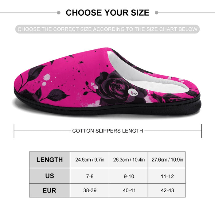 ETC Hot Pink Floral Noir Slippers