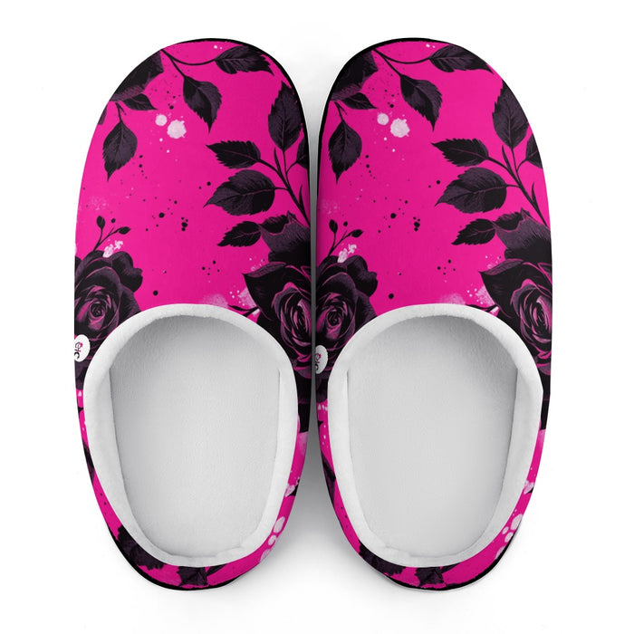 ETC Hot Pink Floral Noir Slippers