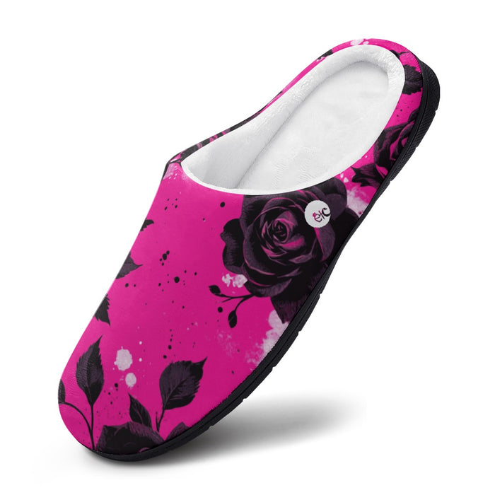 ETC Hot Pink Floral Noir Slippers