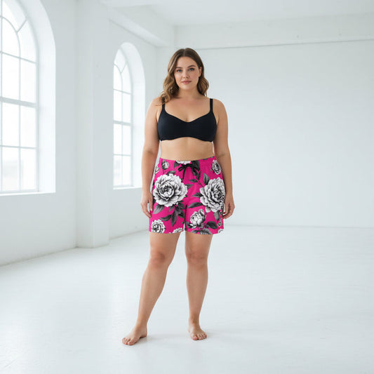 ETC Hot Pink Monochrome Floral Board Shorts