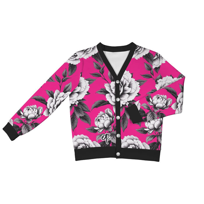 ETC Hot Pink Monochrome Floral Cardigan