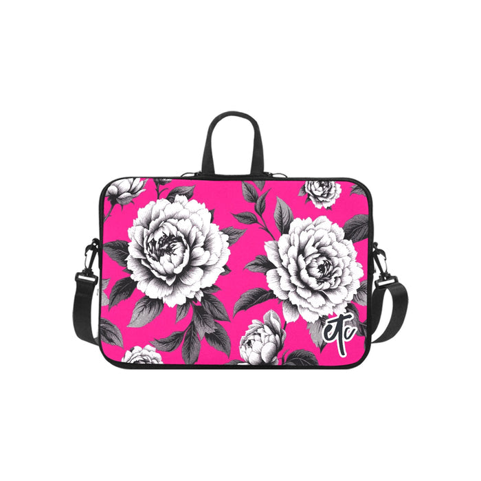 ETC Hot Pink Monochrome Floral Laptop Bag