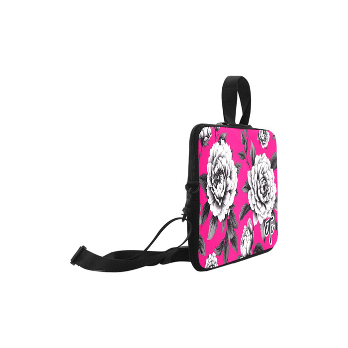 ETC Hot Pink Monochrome Floral Laptop Bag