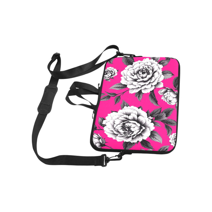ETC Hot Pink Monochrome Floral Laptop Bag