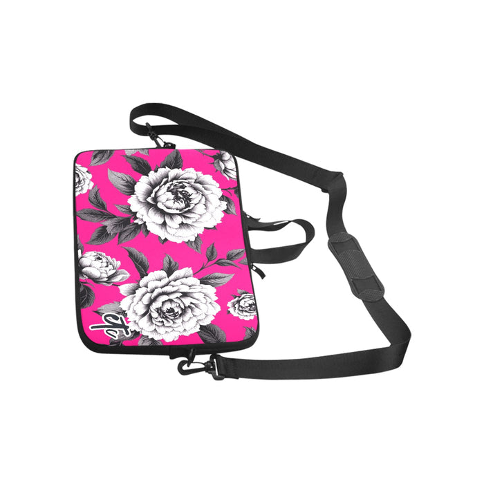 ETC Hot Pink Monochrome Floral Laptop Bag