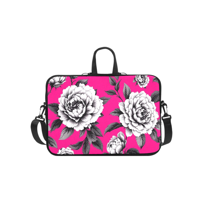 ETC Hot Pink Monochrome Floral Laptop Bag