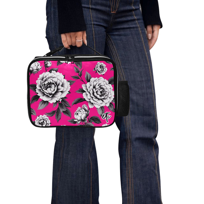 ETC Hot Pink Monochrome Floral Lunch Bag
