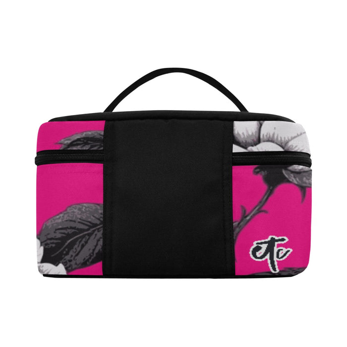 ETC Hot Pink Monochrome Floral Makeup Bag