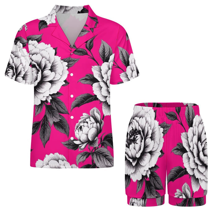 ETC Hot Pink Monochrome Floral Pajama Set
