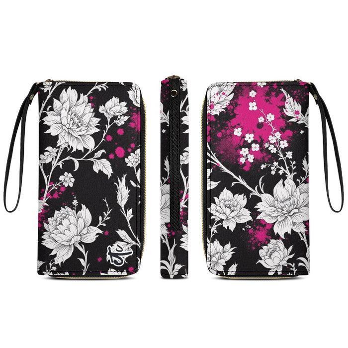 ETC Hot Pink Painted Floral PU Leather Wallet