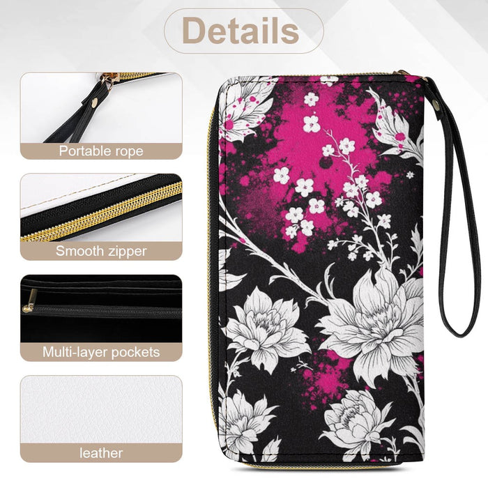ETC Hot Pink Painted Floral PU Leather Wallet