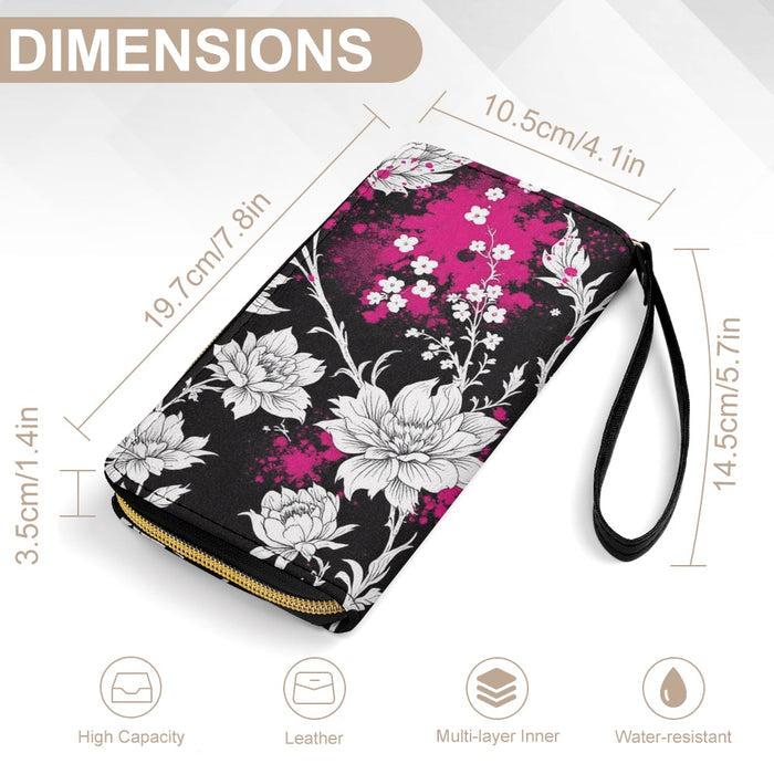 ETC Hot Pink Painted Floral PU Leather Wallet