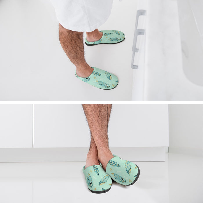 ETC Mint Feather Cotton Slippers