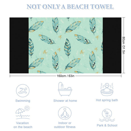 ETC Mint Feathers Beach Towel