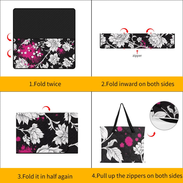 ETC Monochrome Floral Picnic Mat