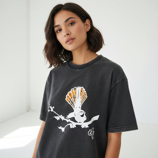 ETC Mustard Floral Fantail Vintage Wash Tee