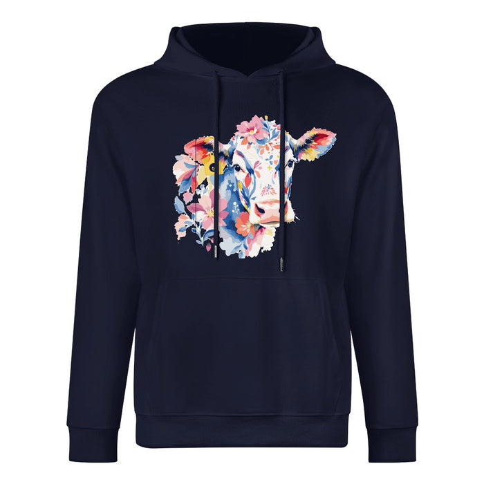 ETC Navy Floral Cow Cotton Hoodie
