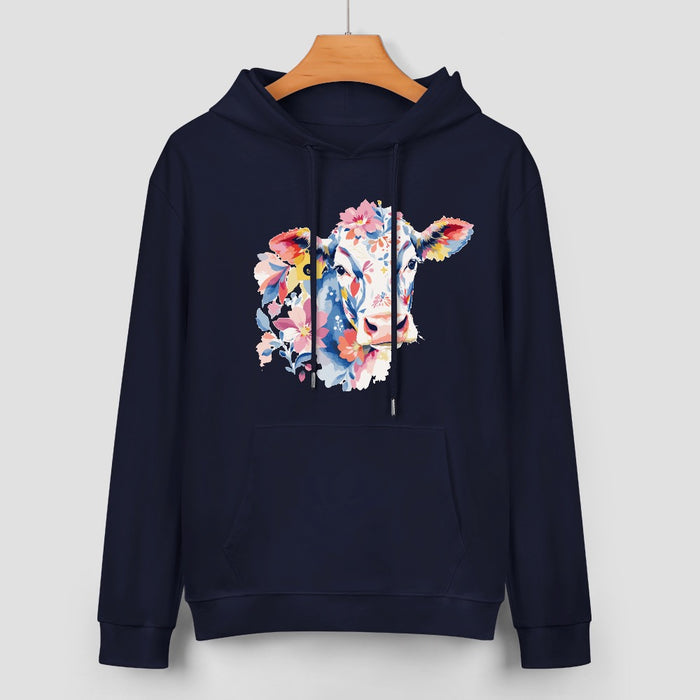 ETC Navy Floral Cow Cotton Hoodie
