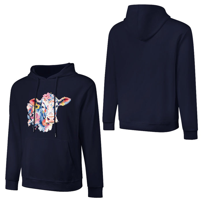 ETC Navy Floral Cow Cotton Hoodie