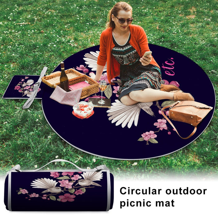 ETC Navy Floral Fantail Picnic Blanket