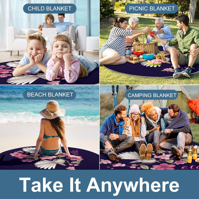 ETC Navy Floral Fantail Picnic Blanket
