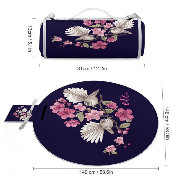 ETC Navy Floral Fantail Picnic Blanket