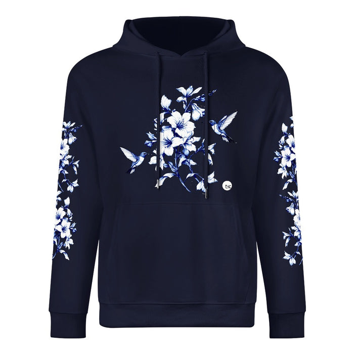 ETC Navy Hummingbird Silhouette Cotton Hoodie
