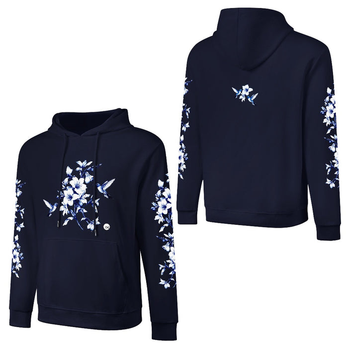 ETC Navy Hummingbird Silhouette Cotton Hoodie