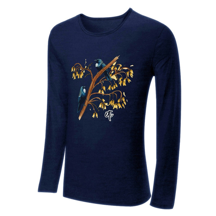 ETC Navy Kōwhai L/S Cotton Tee