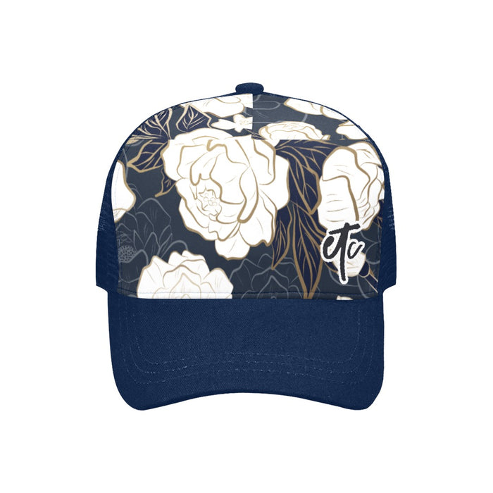 ETC Navy Summer Peonies Trucker