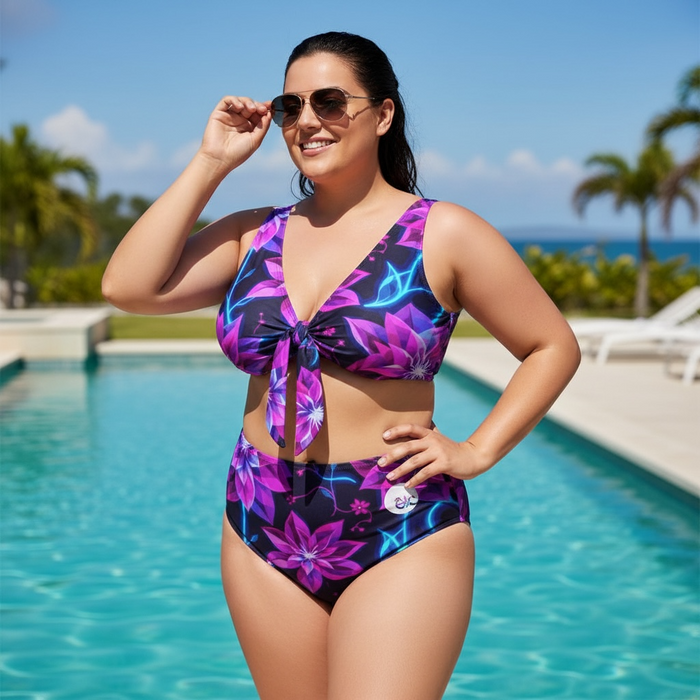 ETC Neon Floral High Waist Bikini