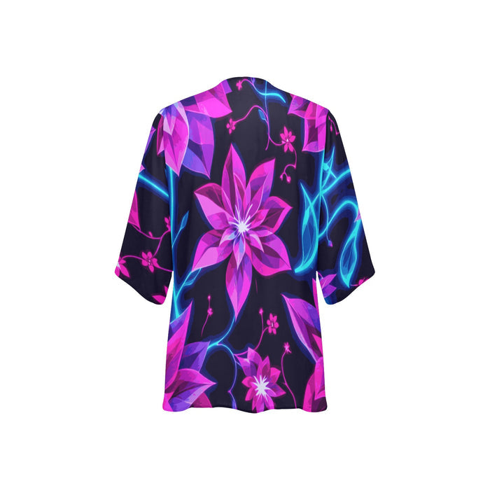 ETC Neon Floral Kimono Throw